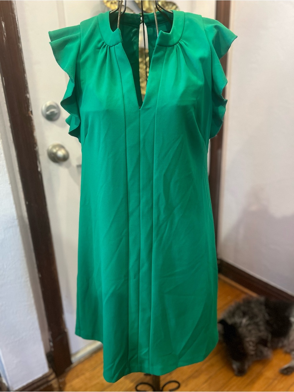 Vince Camuto Emerald Green Ruffle Sleeve Tunic